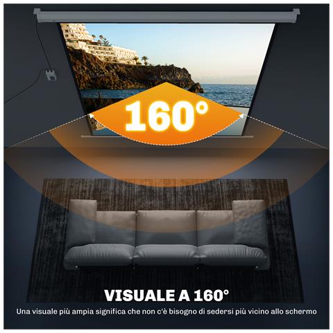 Telo Proiettore Motorizzato da 92 Pollici con Telecomando, in Plastica e Metallo, 189.5x8x189.5 cm, Bianco - Foto 2