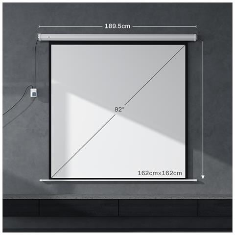 Telo Proiettore Motorizzato da 92 Pollici con Telecomando, in Plastica e Metallo, 189.5x8x189.5 cm, Bianco - Foto 6