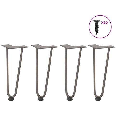 Gambe Tavolo A Forcina 4 Pz 30 Cm Acciaio Massiccio - Foto 1