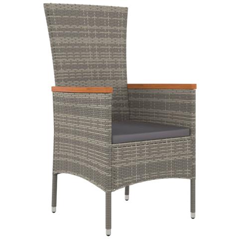 Set Da Pranzo Da Giardino 11pz Con Cuscini In Polyrattan Grigio - Foto 3
