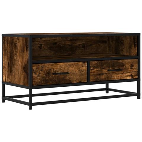 Mobile Tv Rovere Fumo 80x34,5x40 Cm Legno Multistrato E Metallo - Foto 2