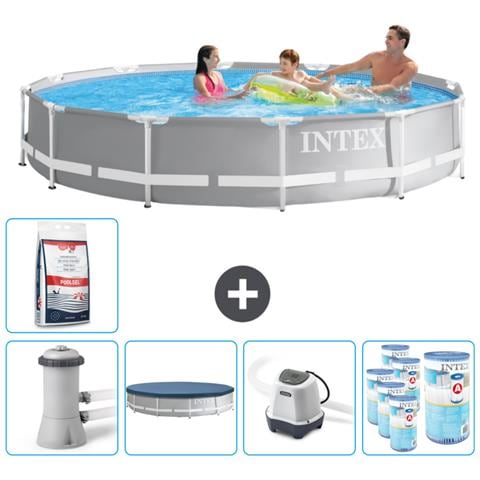 Piscina Fuori Terra - In Giro - 366x366x76 Cm - Grigio - Include Accessori Coordinati Cb55 - Foto 1