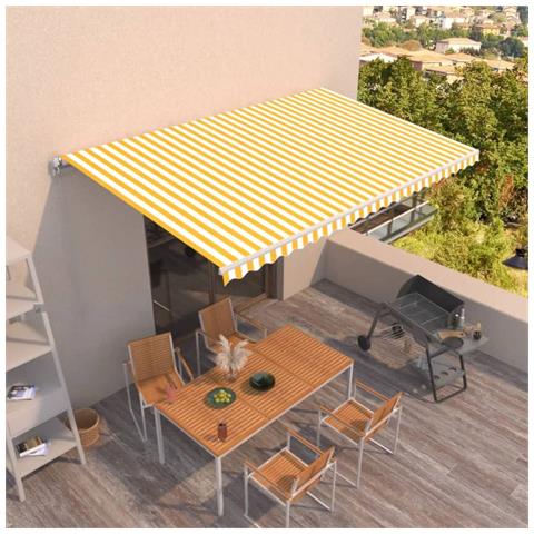 Tenda Da Sole Retrattile Manuale 500x300cm Giallo E Bianco - Foto 7