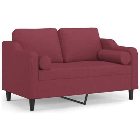 Lusso Casadino -  Divano A 2 Posti Con Cuscini Rosso Vino 120 Cm In Tessuto - Foto 1