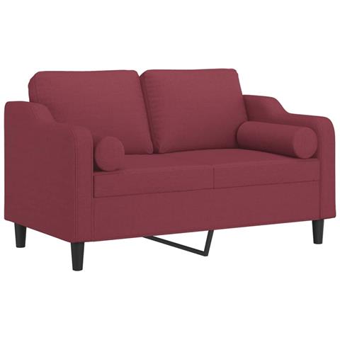 Lusso Casadino -  Divano A 2 Posti Con Cuscini Rosso Vino 120 Cm In Tessuto - Foto 2