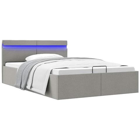 Lusso Casadino -  Giroletto Con Contenitore E Led Grigio Chiaro Tessuto 140x200cm - Foto 8