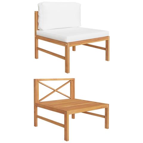 Lusso Casadino - Divano Centrale Con Cuscini Crema In Legno Massello Di Teak - Foto 2