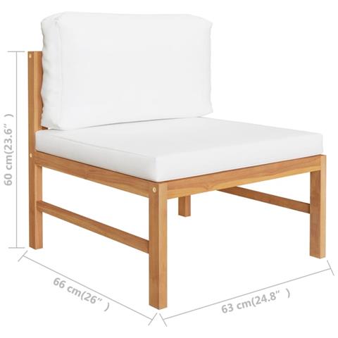 Lusso Casadino - Divano Centrale Con Cuscini Crema In Legno Massello Di Teak - Foto 6