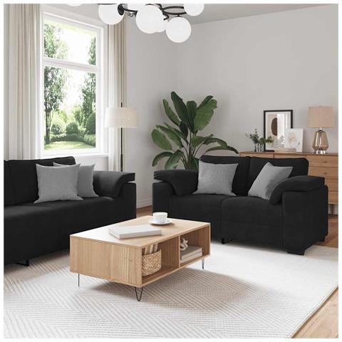 Set di Divani 3 pz con Cuscini Nero in Velluto - Foto 2