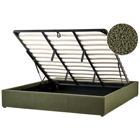 Letto Con Ottomano Senza Testata Bouclé Dinan 180 X 200 Cm Verde Scuro - Foto 2