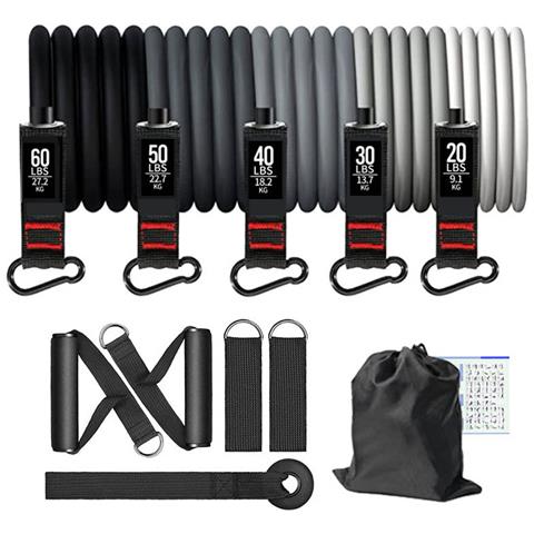 Set Di 11 Elastici Di Resistenza Graduati Tpe 100 Libbre Con Istruzioni - Foto 1