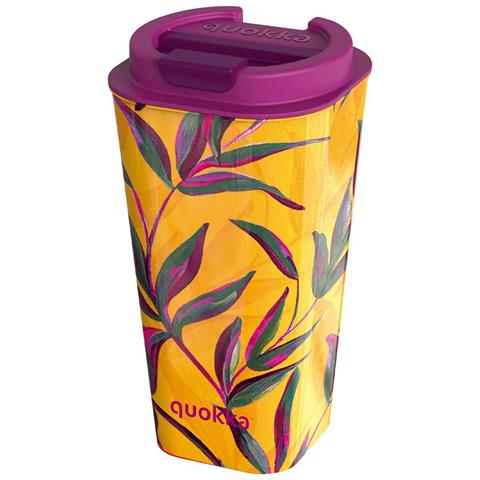 Bicchiere Termico 450ml Doppia Parete Antifuoriuscita Ermetico, Giallo - Foto 1