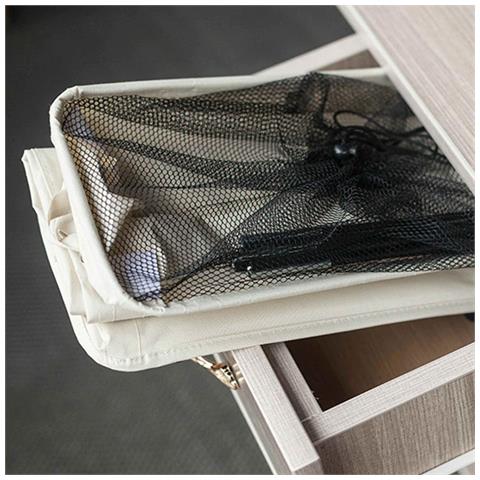 Cesto Biancheria Sporca Pieghevole In Tessuto Portabiancheria Con Ruote Beige - Foto 2