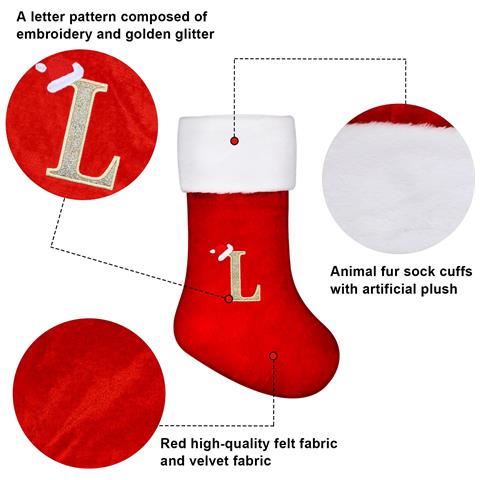 Calza Natalizia Grande 45 Cm Rossa Per Natale Con Lettera ""n"" - Foto 2