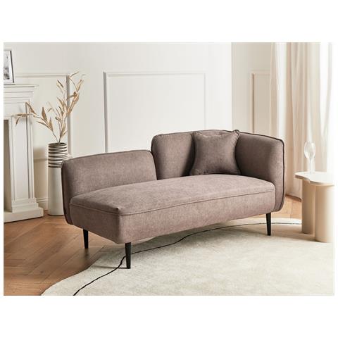 Chaise Longue Versione Destra Chevannes Tessuto Marrone Chiaro - Foto 1