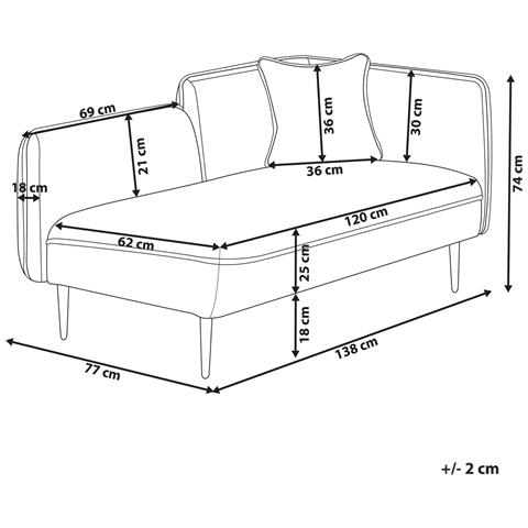 Chaise Longue Versione Destra Chevannes Tessuto Marrone Chiaro - Foto 8