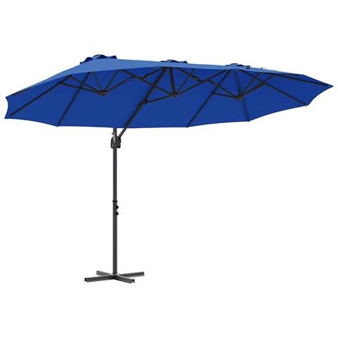 Ombrellone a braccio da giardino azzurro 372 x 198 x 243 cm - Foto 1