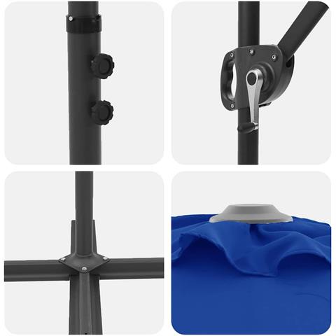 Ombrellone a braccio da giardino azzurro 372 x 198 x 243 cm - Foto 9