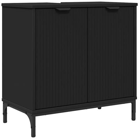 Armadio per Lavabo da Bagno con porta Nero 60,5 x 33,5 x 61 cm - Foto 1