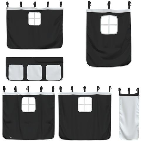 Letto a Castello senza Materasso Bianco e Nero 75x190 cm inPino - Foto 9