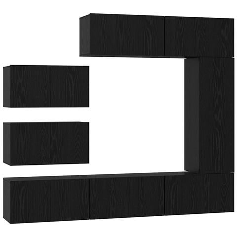 Set mobile TV 8 pcs Rovere nero 30.5 x 30 x 90 cm - Foto 1