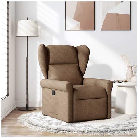 Poltrona Reclinabile in Tessuto Marrone - Foto 2