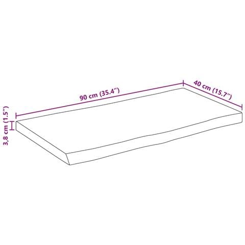 Piano Tavolo 90x40x3,8 cm Rettangolare Legno Acacia Bordi Vivi - Foto 9