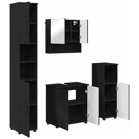 Set di mobili per il bagno con porta 4 pcs Nero 61 x 35 x 64 cm - Foto 1