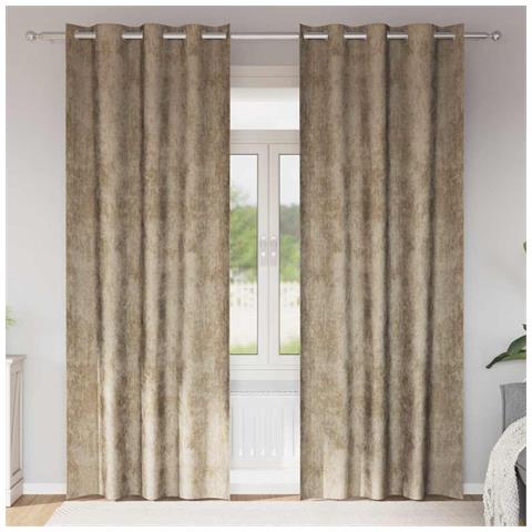 Tenda con tende 2 pcs Champagne 260 x 140 cm Velluto - Foto 2