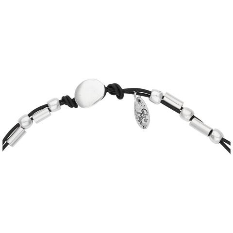 Collana Girocollo In Pelle Nera E Placcata Argento 40cm - Foto 2