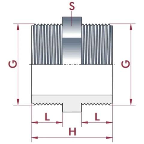 Doppio Nipplo Pvc-u Ag X Ag 1/2 Pollice  Raccordo Filettato Per Tubo Pvc - Foto 2