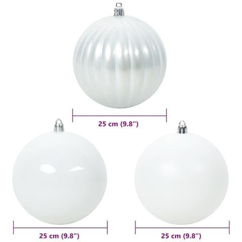 Set di Palle di Natale 3 pcs Bianco Plastica - Foto 5