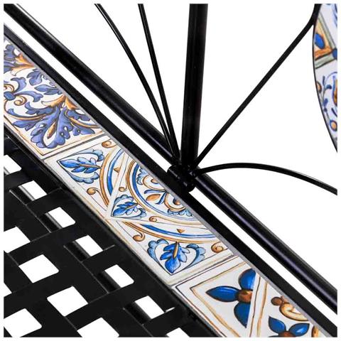 Panchina In Mosaico E Ferro Battuto 110x50x88h Cm Nero - Foto 8