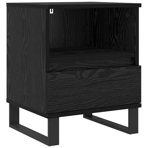 Armadietto per letto con cassetto Rovere Nero 40 x 35 x 50 cm - Foto 1