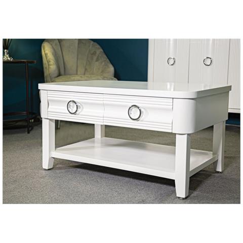 Tavolino Vkh516-bianco-legno-90x60x47 Cm - Foto 8