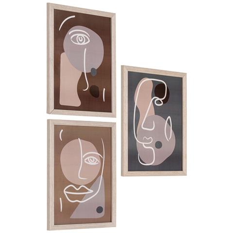 Set 3 Cornici Madison Con Stampe Line Art In Toni Naturali 21x30 Cm - Foto 2