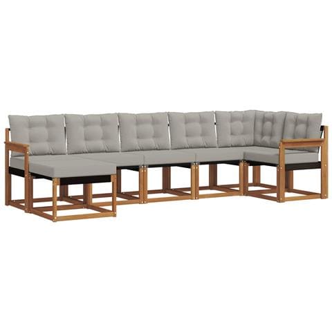 Set di divani da esterno 7 pcs Grigio Naturale e Chiaro - Foto 1