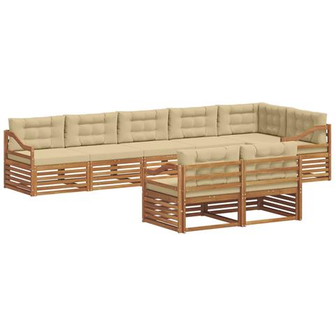 Set di divani da esterno con cuscino 8 pcs Naturale e Beige - Foto 1