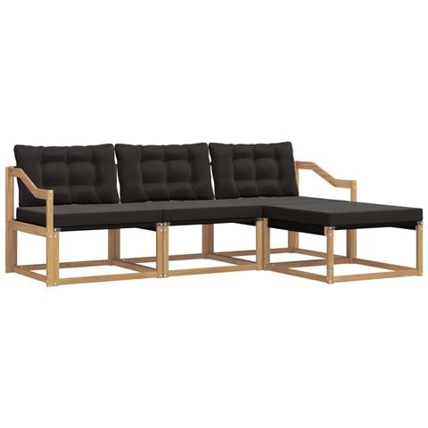 Set di divani da esterno con cuscino 4 pcs Bianco e Nero - Foto 1