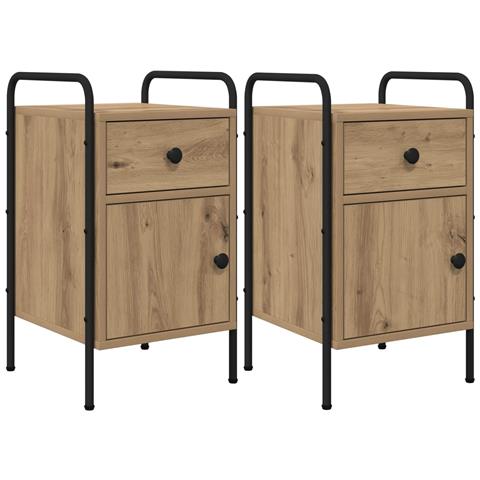 Armadio da Notte 2 pz Rovere Artigianale 35 x 36,5 x 61 cm - Foto 1