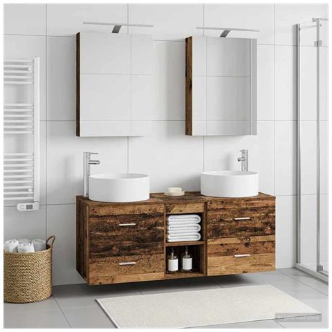 Set di mobili per il bagno 5 pcs Legno antico - Foto 2