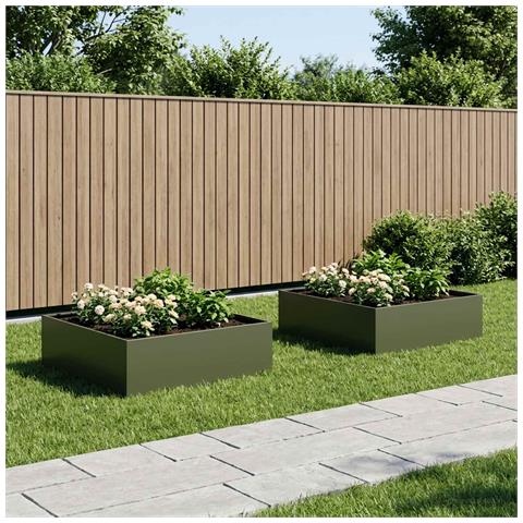Vaso da giardino 2 pz Verde Oliva 100 x 100 x 30 cm - Foto 2