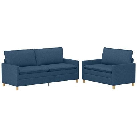 Set di divani 2 pz Blu Tessuto - Foto 1