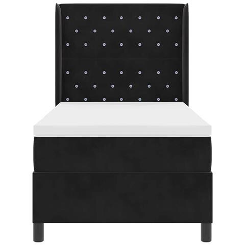 Letto a molle con materasso con led Nero 90 x 190 cm Velluto - Foto 2