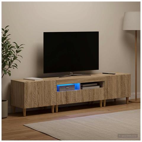 Mobile TV LED a 5 pezzi Rovere Sonoma Legno ingegnerizzato - Foto 2