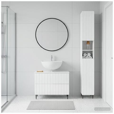 Set di Armadi da Bagno da 2 Pezzi ZWOLLE Bianco Lucido - Foto 9