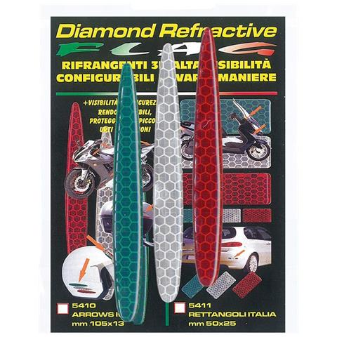 Adesivi Rifrangenti 3D Diamond Refractive Arrows, Tricolore Italia, 10,5 x 1,2 cm - Foto 2