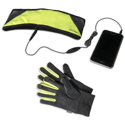 Kit Sport Guanti Touch Screen + Fascia Sportiva con Auricolari Stereo Integrati Nero / Giallo - Foto 1