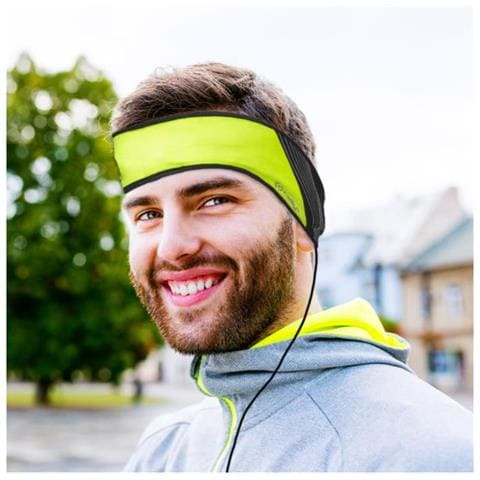 Kit Sport Guanti Touch Screen + Fascia Sportiva con Auricolari Stereo Integrati Nero / Giallo - Foto 6