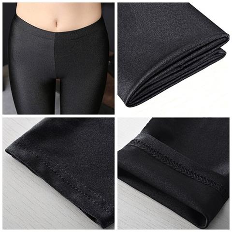3x Leggings Mod. kz-156 Da Donna Comodi Eleganti Leggermente Lucidi Colore Nero - S-m - Foto 2